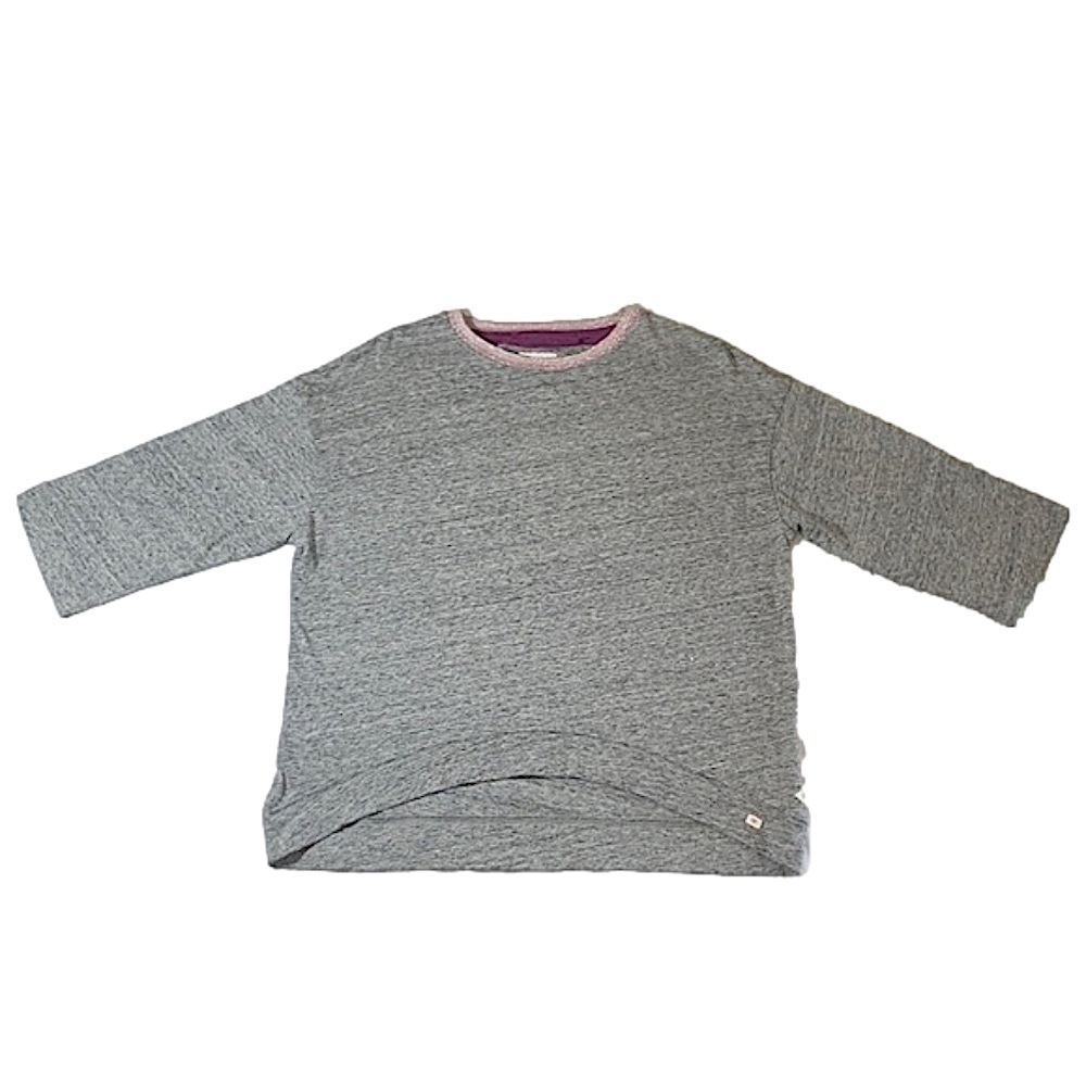 Fil Noir Made in Italy S Cotton Blend Grey tunic Style Top Sparkly Pink Collar